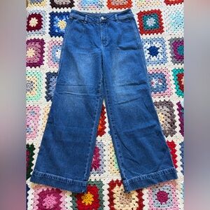 Miou muse High-Rise Wide Leg Denim Jeans in Blue